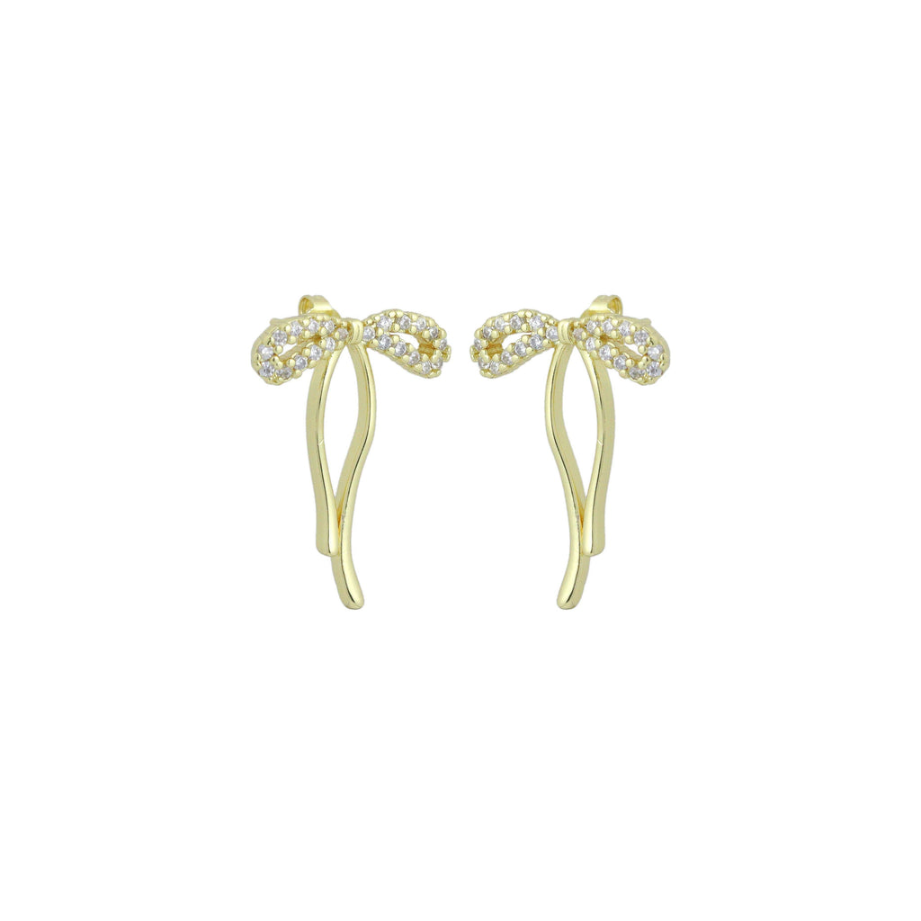 Clear CZ Bowknot Stud Earrings, Sku#LK1218