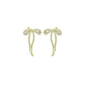 Clear CZ Bowknot Stud Earrings, Sku#LK1218