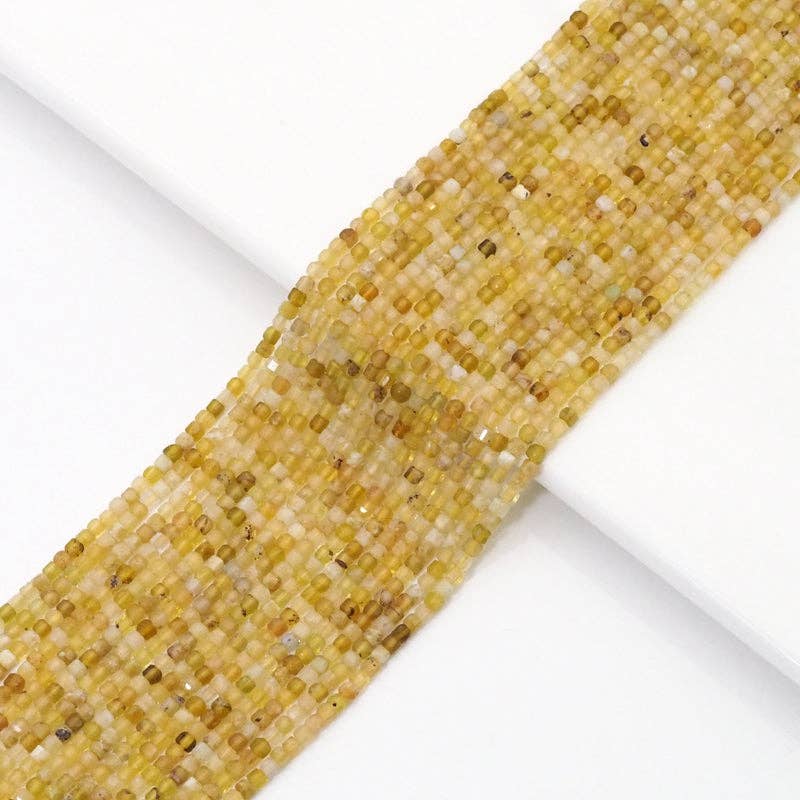 Genuine Yellow Opal Faceted Cube Beads, 2.5mm, Sku#U1541