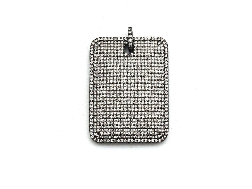 CZ Clear Micro Pave Large Rectangle Pendant, Rectangle Pave Pendant, Gold/Rose Gold/Silver/Gunmetal plated, 29x39mm, Sku#F666