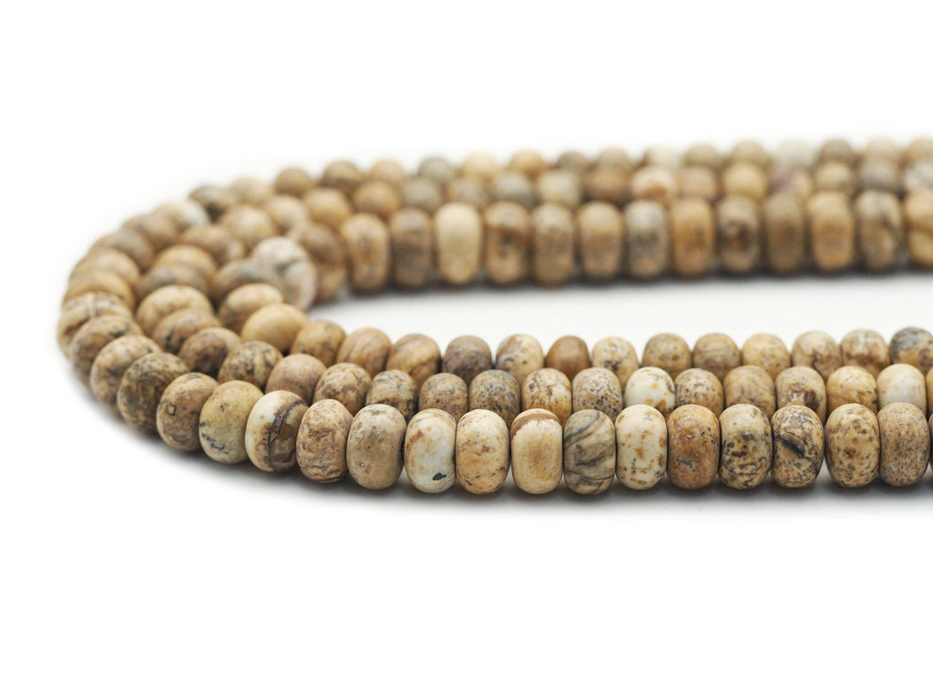 Genuine Picture Japser Rondelle Smooth Beads, Sku#U1417