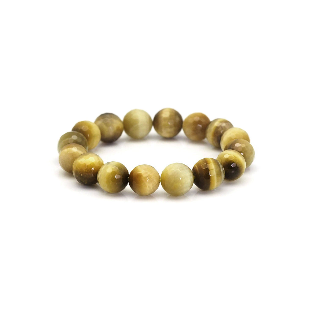 Golden Tiger Eye Round Faceted Stretchy Bracelet, Sku#EF393