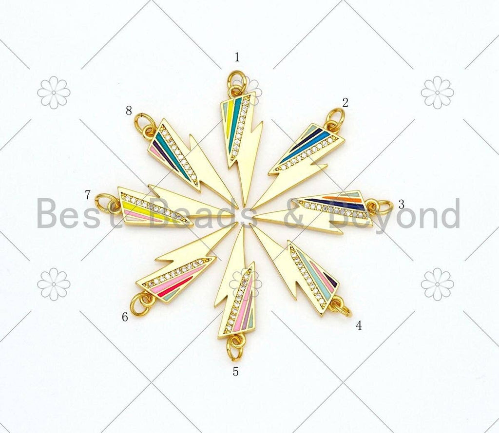 Colorful Enamel Lightning Shape Pendant, 18K Gold Filled Ena