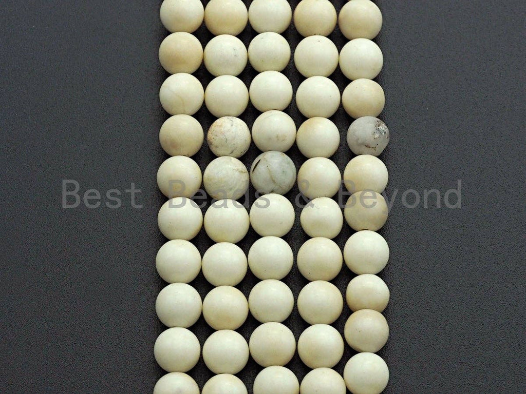 Quality Natural Matte Ivory Jade, 8mm/10mm, 15.5" Full Strand, sku#U651