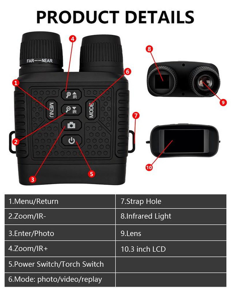 Night Vision Goggles-Night Vision Binoculars,2000 Mah Battery,7 Levels Infrared,6X Digital Zoom,Wildlife Observation,Hunting,Camping