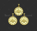 Gold Filled CZ Micro Pave Pattern Medallion Shape Pendant,18K Gold Filled Charm, Necklace Bracelet Charm Pendant,19x21mm,Sku#LK359
