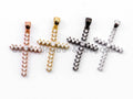 CZ Micro Pave Cross Pendant/Charm, Clear Cubic Zirconia Pave Charm, Silver/Gold/Rose Gold/Black Plated, 15x21mm, sku#Y27