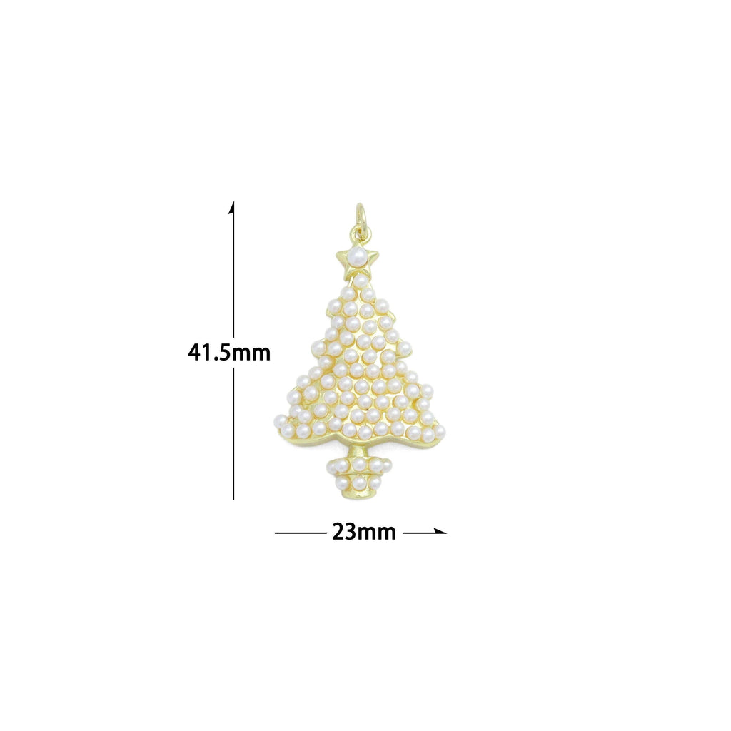 White Pearl Christmas Trees Charm Pendant,Sku#A480