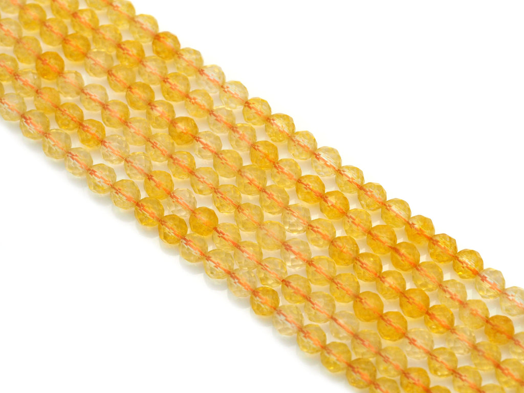 Geuine Citrine Round Faceted Beads, Sku#U1423