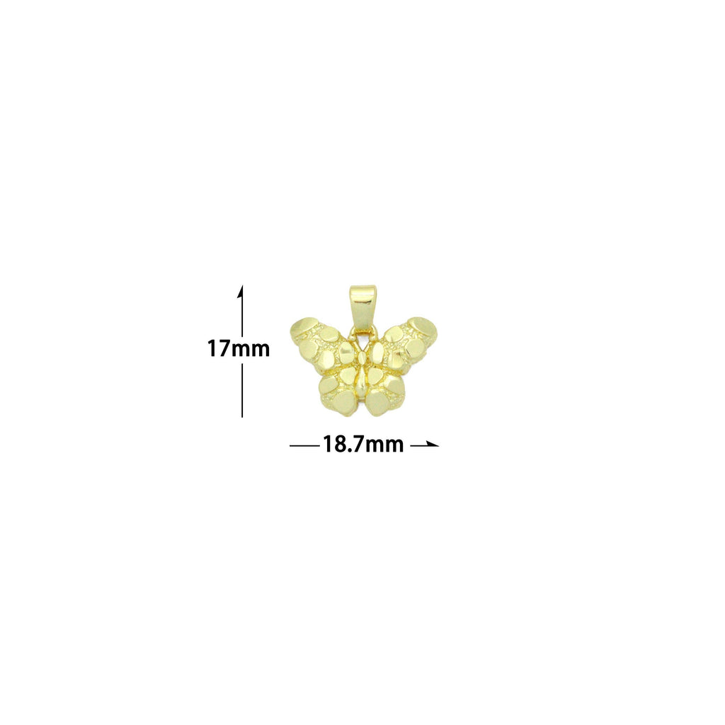 Gold Nugget Texture Butterfly Charm Pendant,Sku#LX856