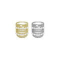 CZ White Pearl Chunky multiines Statment Ring, Sku#A185