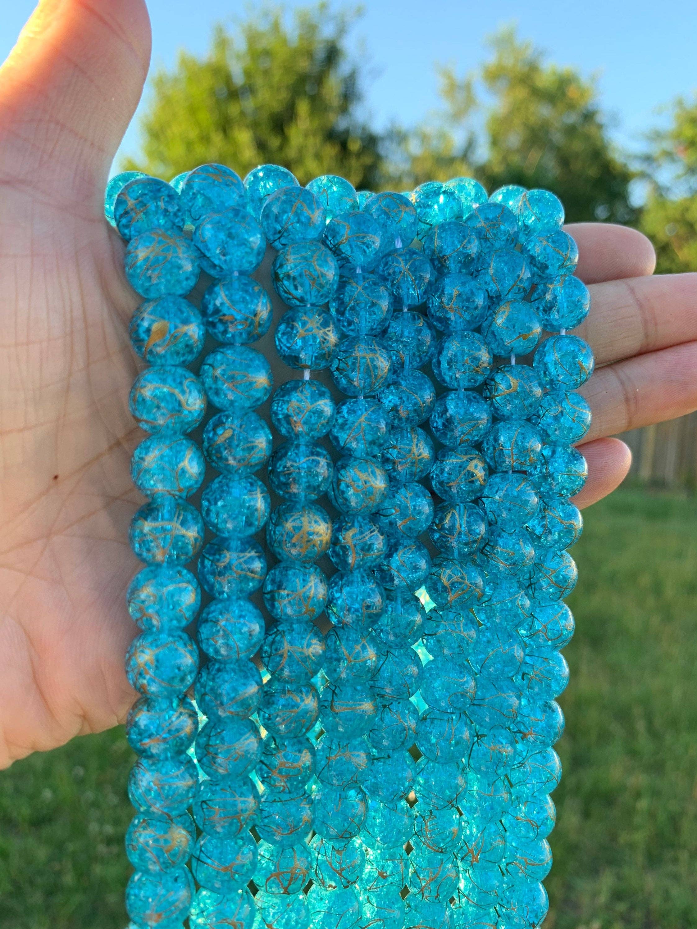 Colorful Crack Quartz, Yellow/ Red/Black/ Blue/Aqua Blue Cracked Quartz, 8mm/10mm/12mm Quartz, 15.5"Full Strand, sku#U55C