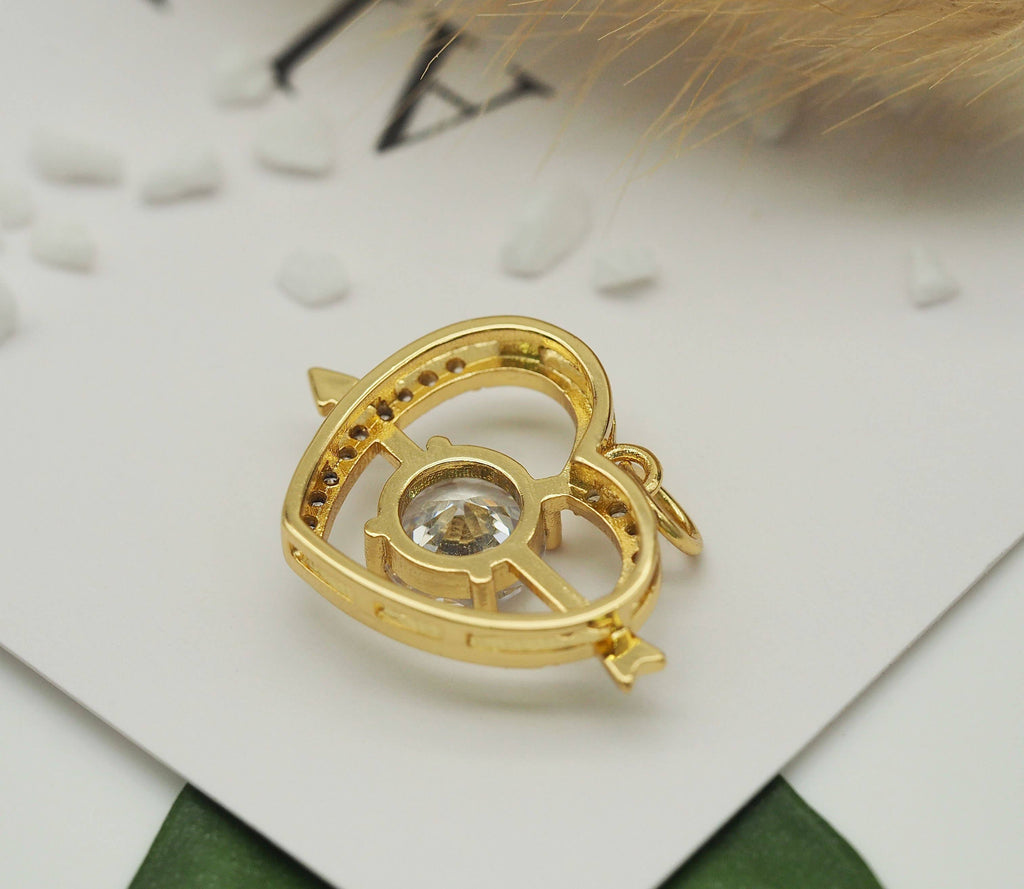 CZ Arrow On Heart Charm, Sku#Y678