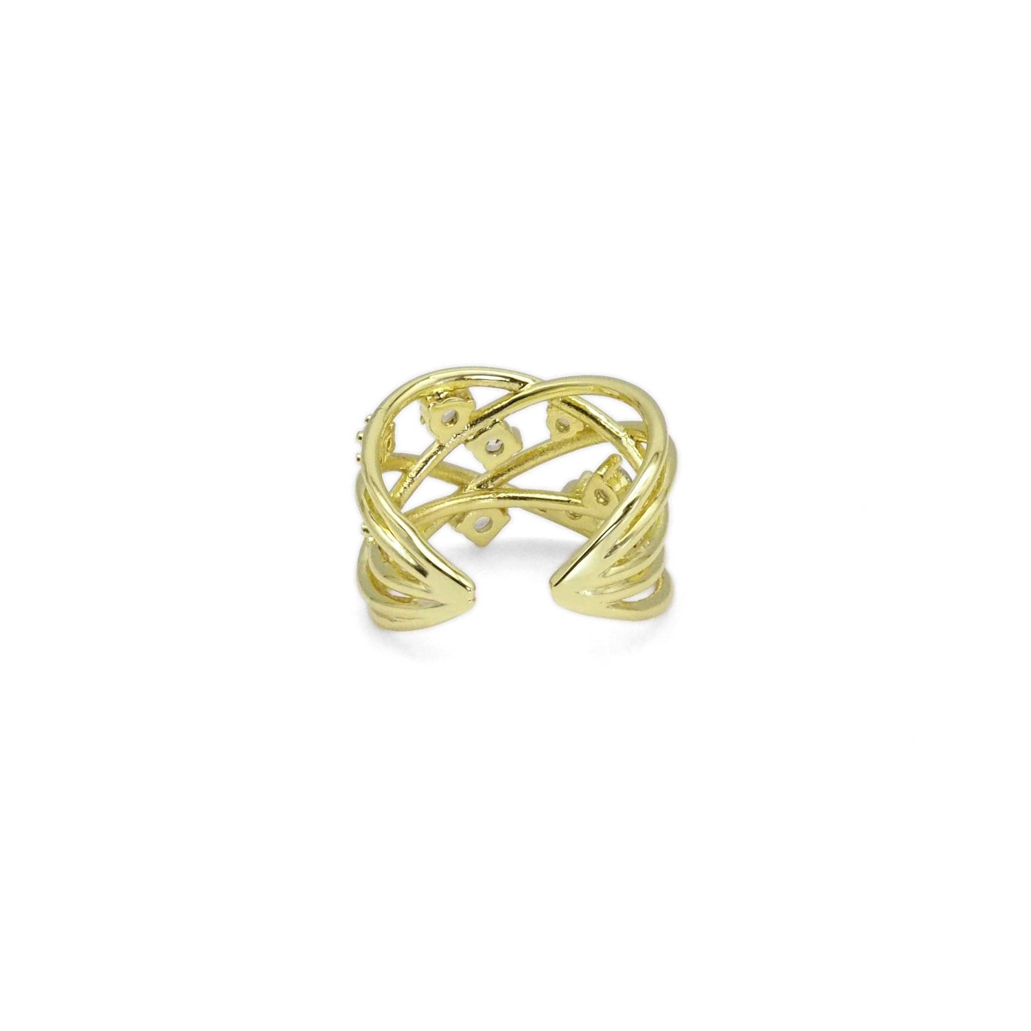 Multi CZ Cross Line Adjustable Ring, Sku#Y870
