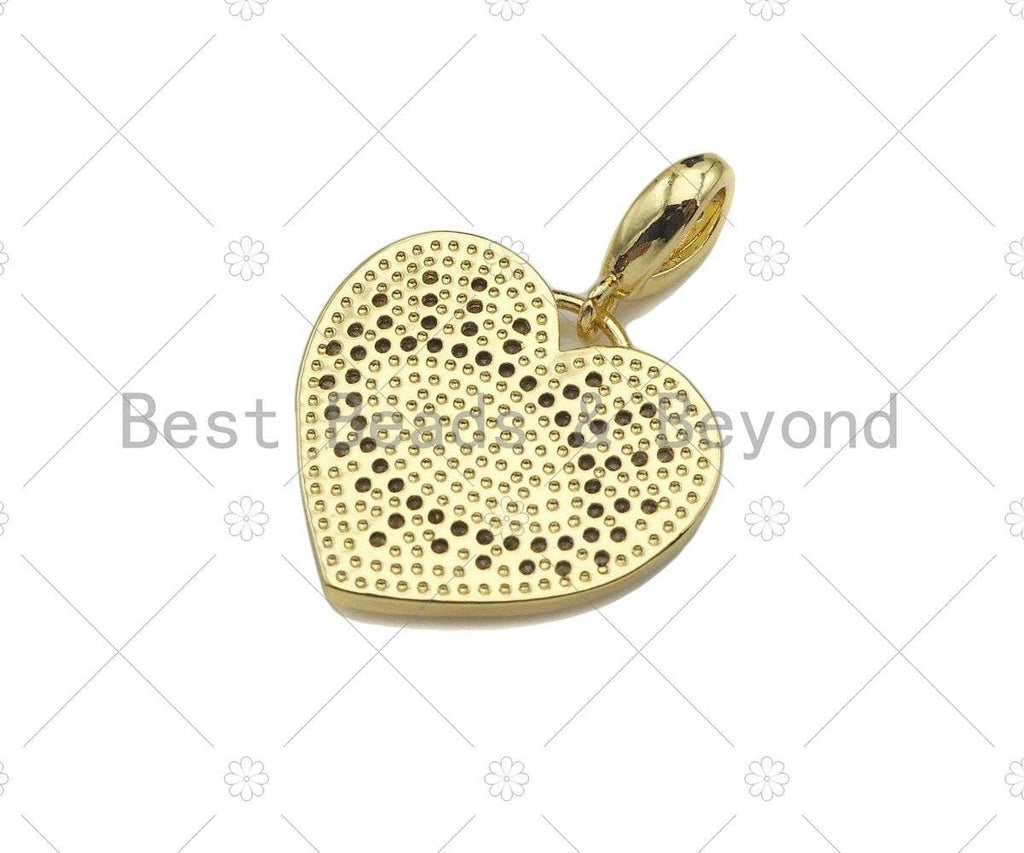 CZ Micro Pave 18k Gold Enamel Evil Eye On Heart Shape Pendant, lk211