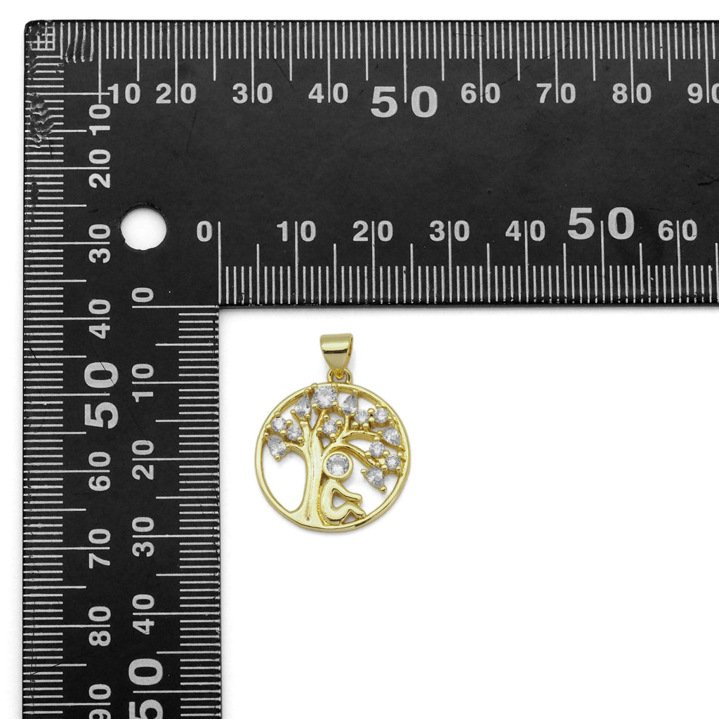 Gold CZ Under the Tree Charm, Sku#LD420