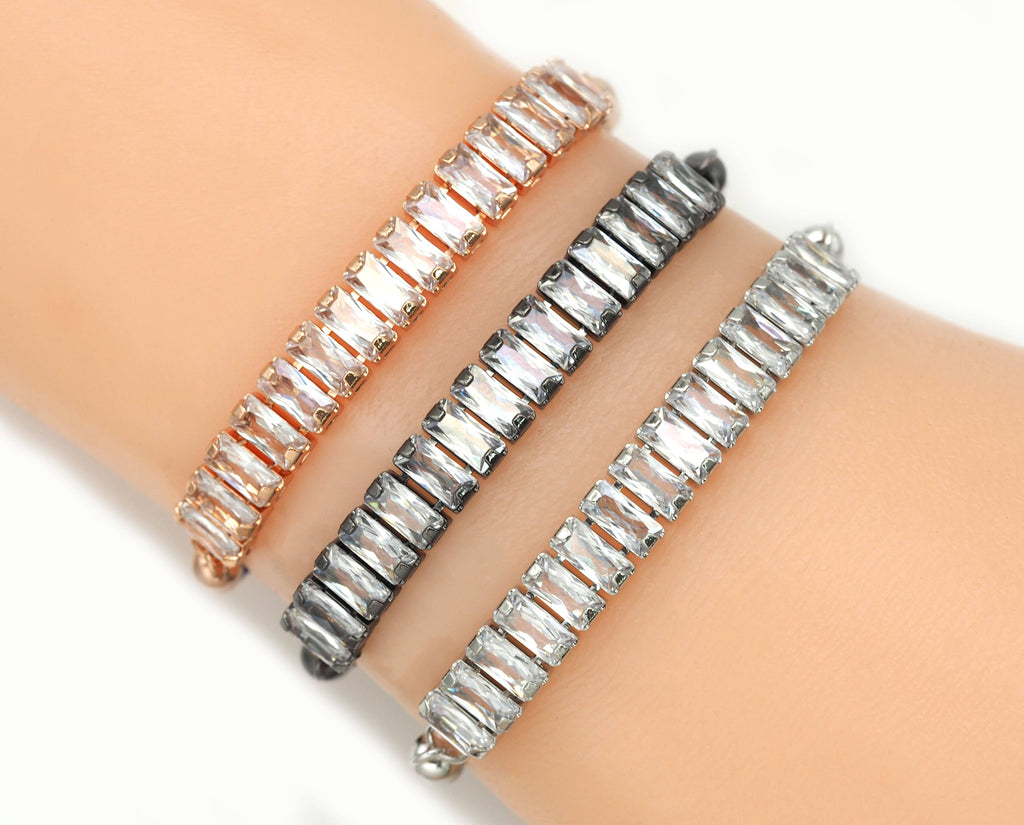 Rectangle CZ Long Bar Charm, Sku#Y642