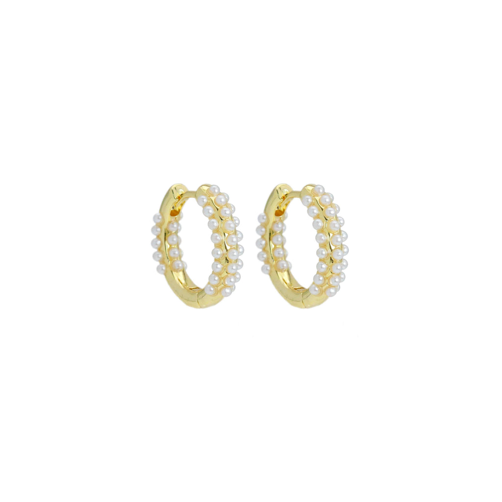 White Pearl Everyday Hoop Earrings, Sku#LD553
