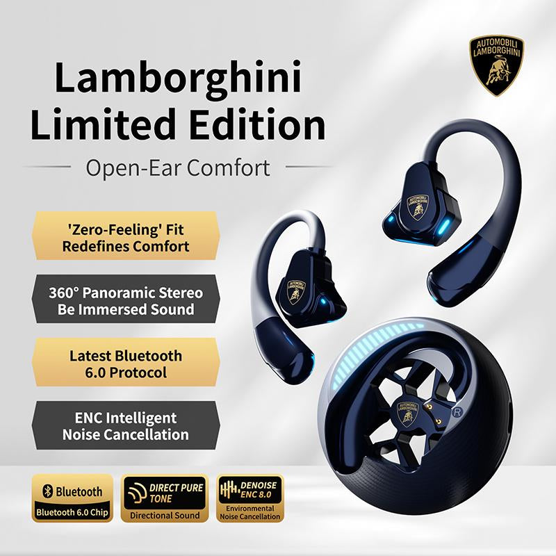 Lamborghini Official Wireless Earbuds | Sport Ear Hook Audifonos Bluetooth 6.0 Headphones | Deep Bass, Low Power Use | Comfortable for Running, Gym & Daily Calls Earphones, Electronic Audio Headset New Year Gifts Tiktokshopcreatorpicks
