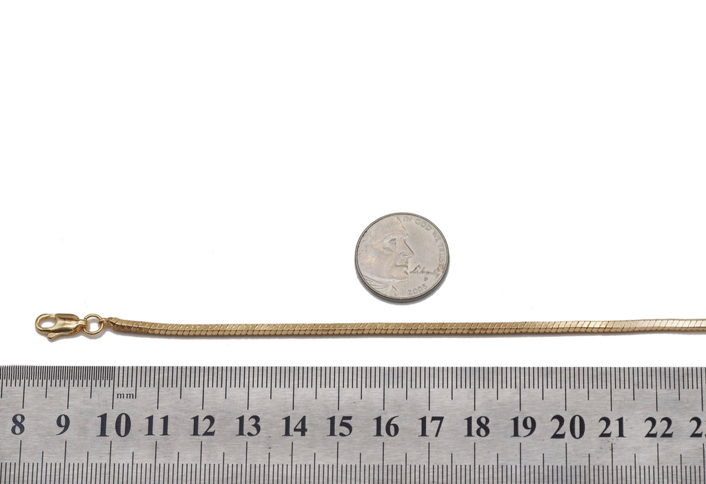 Gold 3mm Snake Chain Necklace with Lobster Clasp, Sku#ZX64
