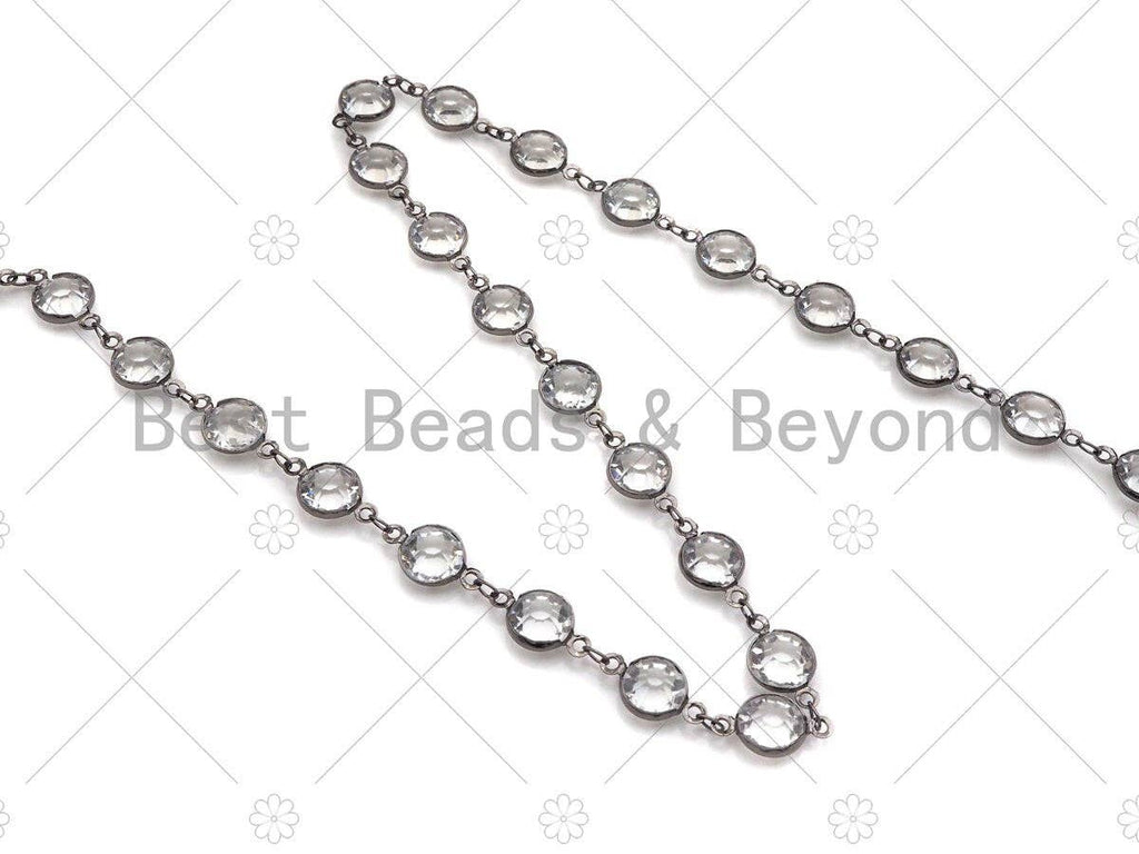 Clear Crystal Rosary Bezel Chain, 8mm beads size, Clear Crystal beaded Rosary Chain, Boho Jewelry Chains, wholesale chain, sku#V94
