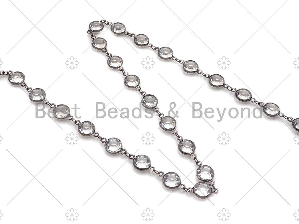 Clear Crystal Rosary Bezel Chain, 8mm beads size, Clear Crystal beaded Rosary Chain, Boho Jewelry Chains, wholesale chain, sku#V94