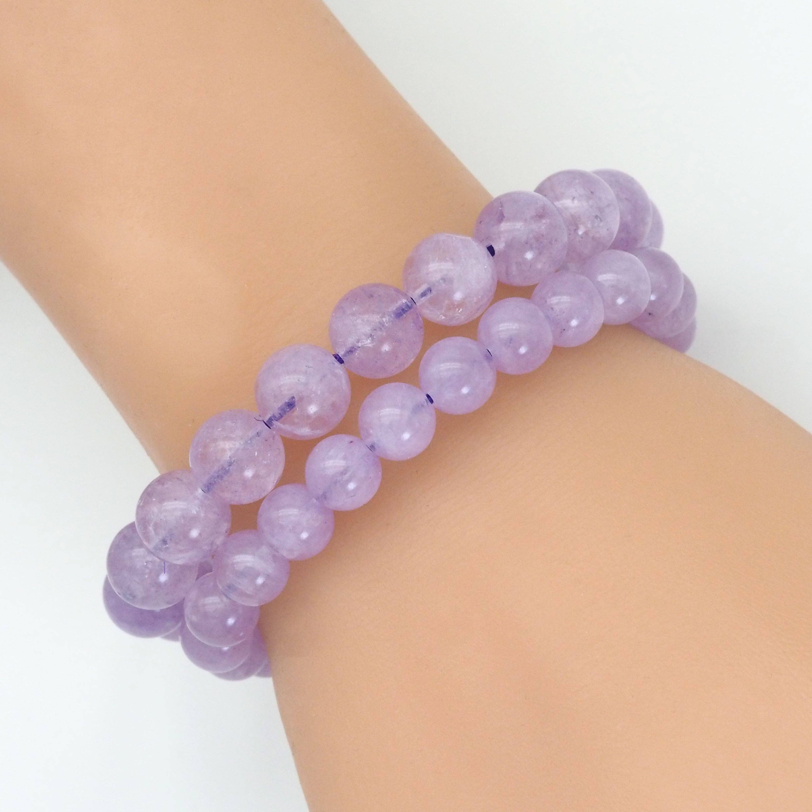 Genuine Lavender Jade Round Stretchy Bracelet, Sku#EF414
