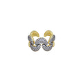 CZ Dual Color Cresent Moon Wave Line Ring, Sku#LX547