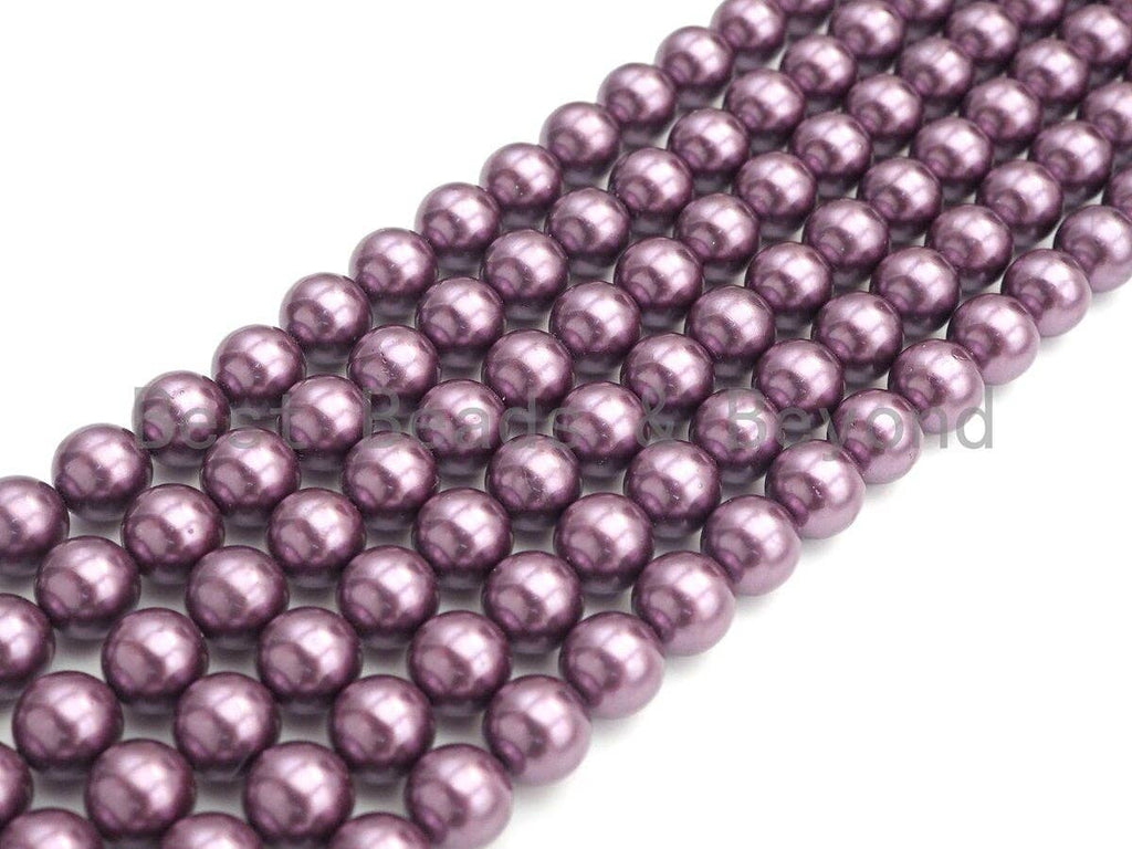 Natural Mother of Pearl Purple Round Smooth beads, 6mm/8mm/10mm/12mm MOP Beads, 15.5inch strand, SKU#T147