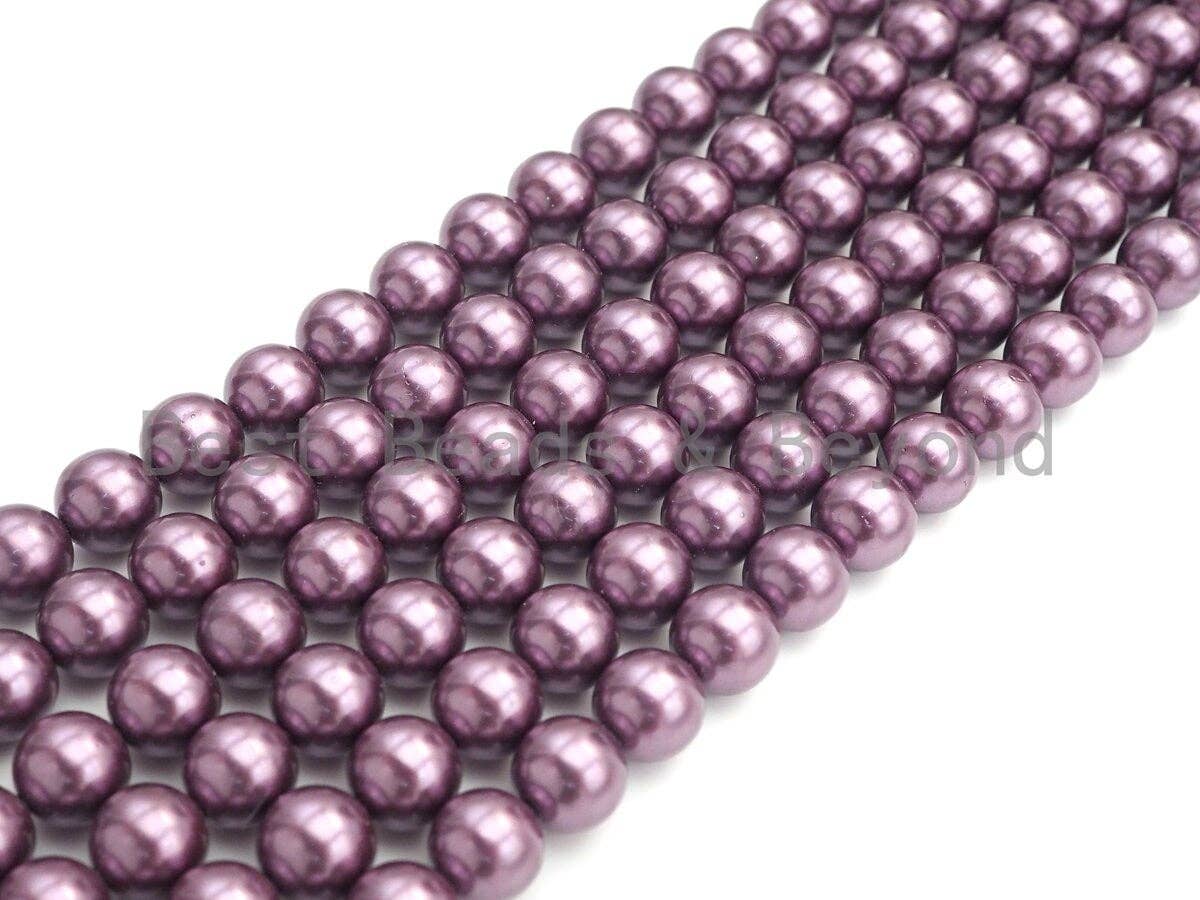 Natural Mother of Pearl Purple Round Smooth beads, 6mm/8mm/10mm/12mm MOP Beads, 15.5inch strand, SKU#T147