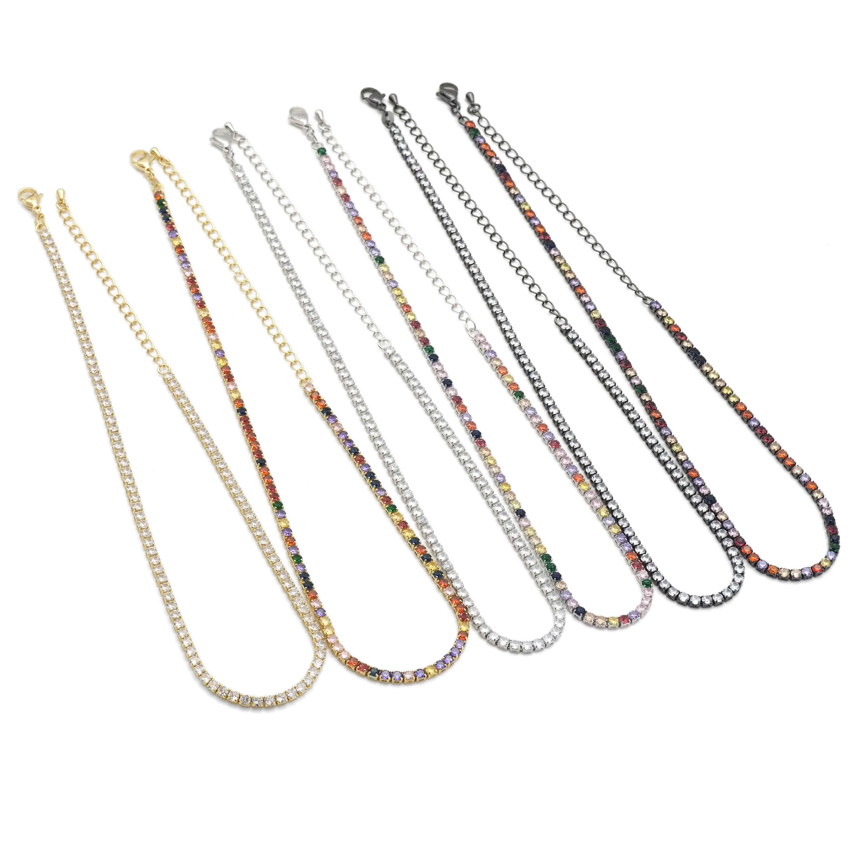 Rainbow/Clear Tennis chain, LD54