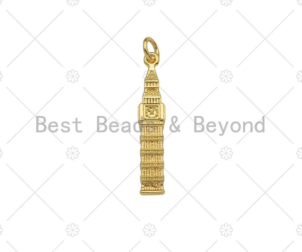 Gold Filled Bell Tower Shape Pendant, 18K Gold Filled Bell Tower Charm, Necklace Bracelet Charm Pendant, 5x26mm, Sku#Y441
