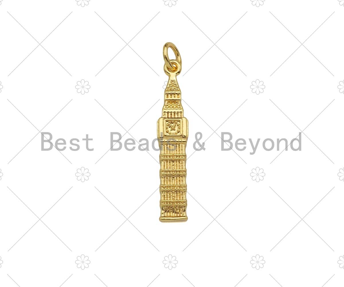 Gold Filled Bell Tower Shape Pendant, 18K Gold Filled Bell Tower Charm, Necklace Bracelet Charm Pendant, 5x26mm, Sku#Y441