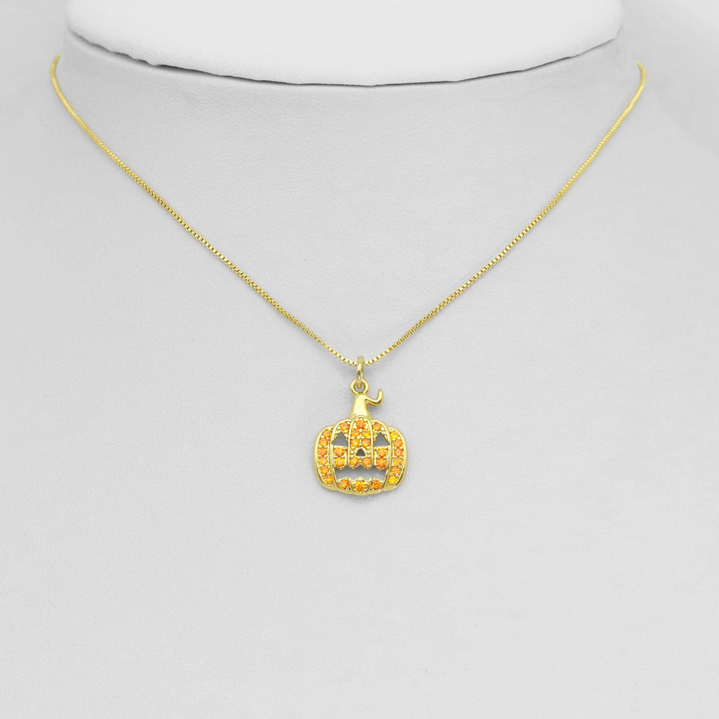 Orange CZ Pumpkin Halloween Charm, Sku#A208