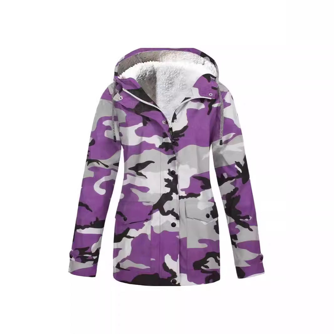 Hooded Camouflage Waterproof Outdoor Shell Jacket Men's And Women's Coats