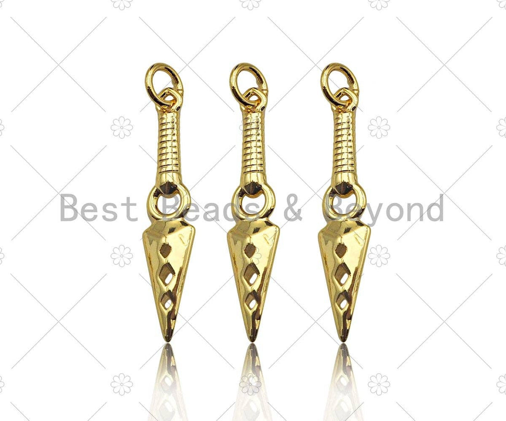 Gold Filled Sword with Holes Shape Pendant, 18K Gold Filled Sword Charm, Necklace Bracelet Charm Pendant, 6x27mm, Sku#Y446