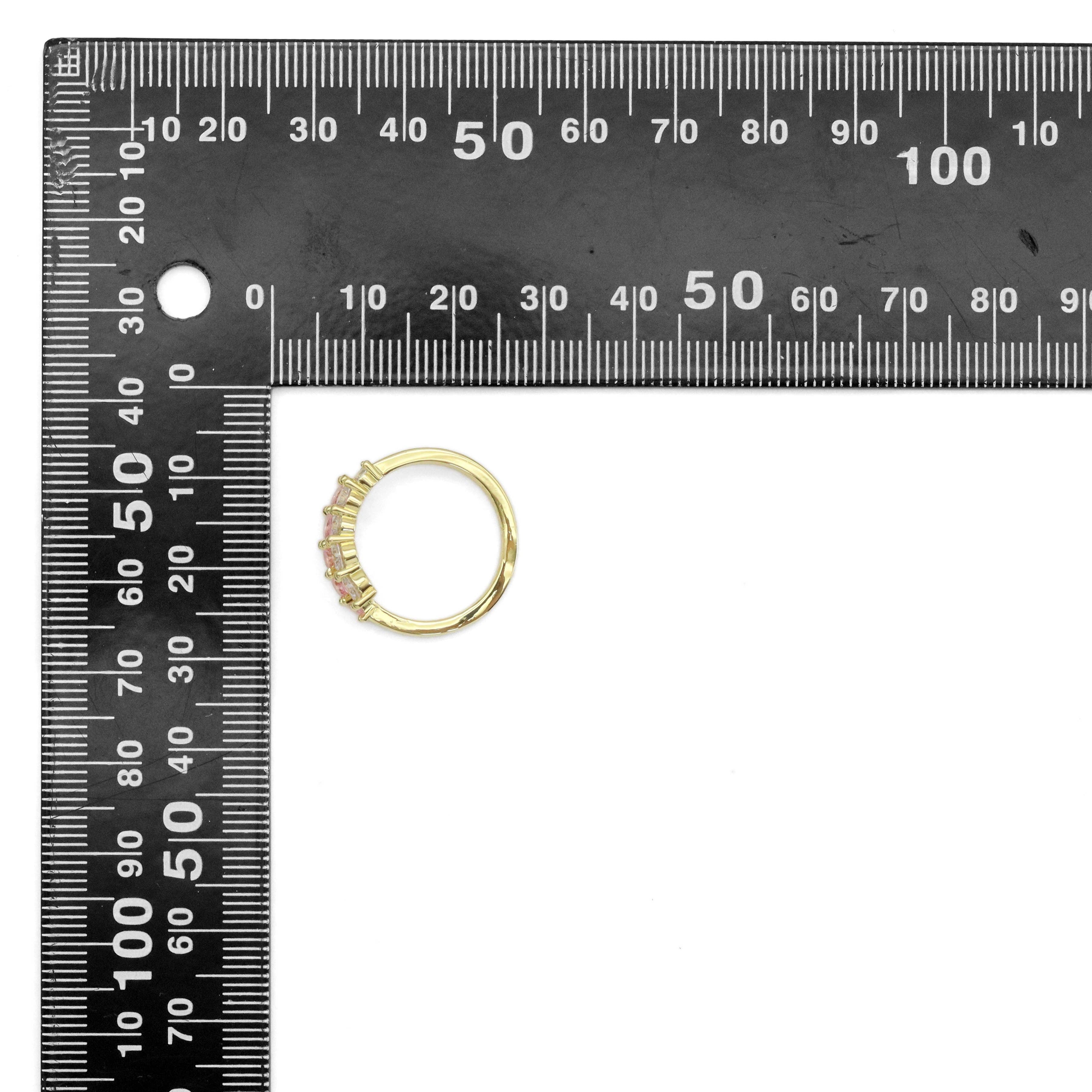 Gold Silver Pink Clear CZ Adjustable Ring, Sku#A150