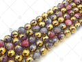 Half Gold Plated Agate Beads, 8mm/10mm/12mm, UA131