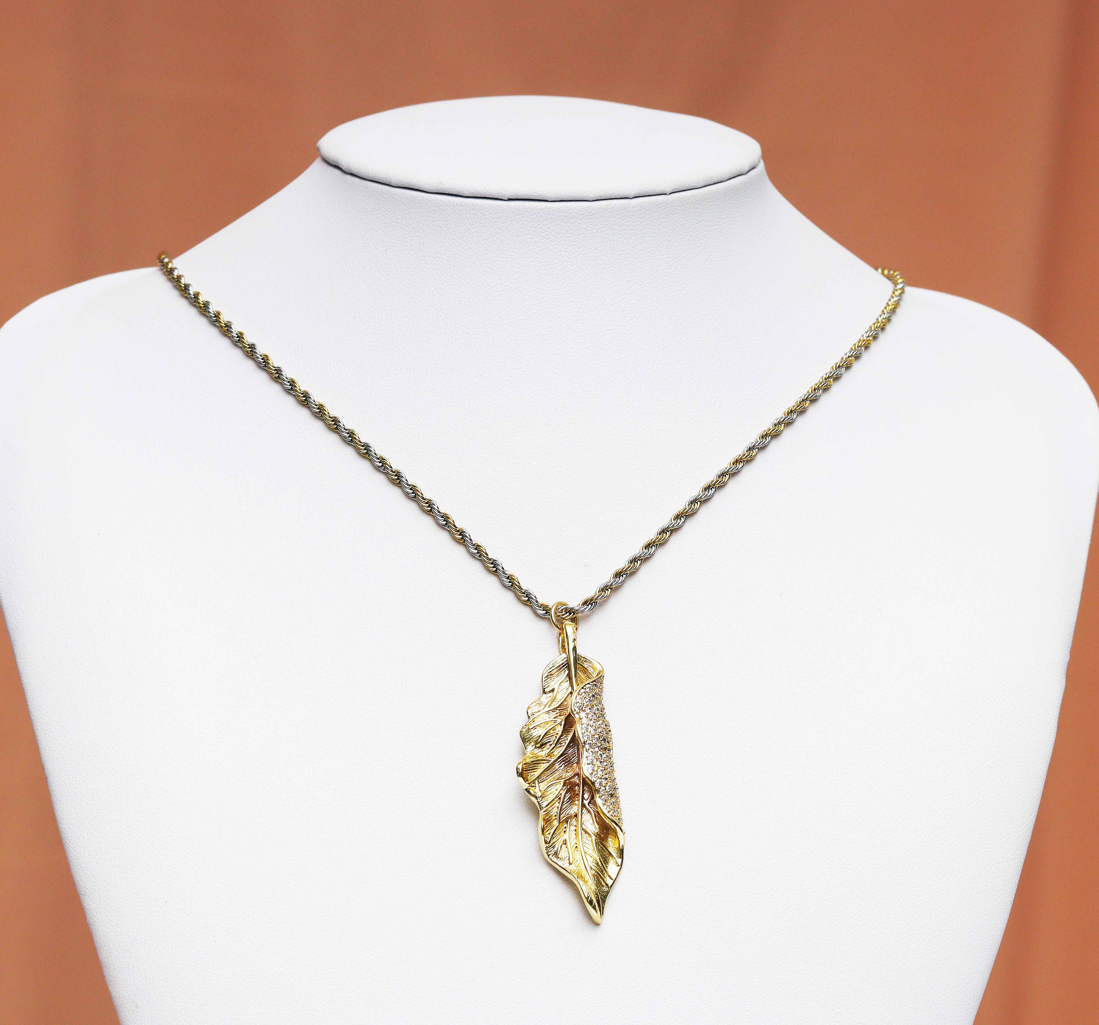 22.5'' Gold with Silver Solid Rope Chain with Lobster Clasp Necklace, Sku#M409