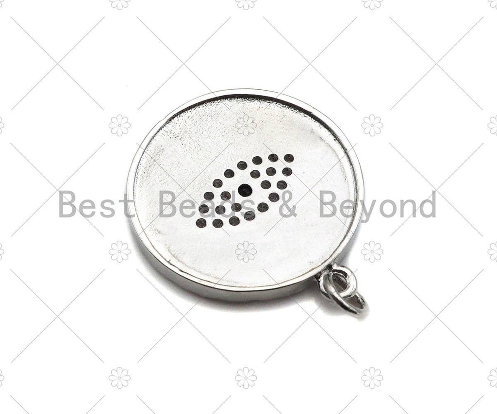 18K Gold Silver Pave Evil Eye Coin Shape Pendant/Charm, Protection Eye Bracelet Necklace Charm, Evil Eye Pendant Charm, 21mm,sku#Z1246