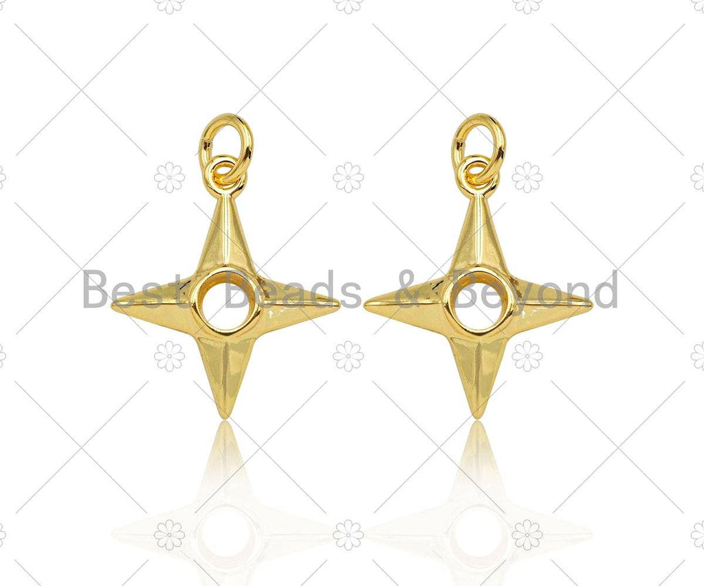 Gold Filled North Star Shape Pendant, 18K Gold Filled Star Charm, Necklace Bracelet Charm Pendant, 15x18mm, Sku#Y447