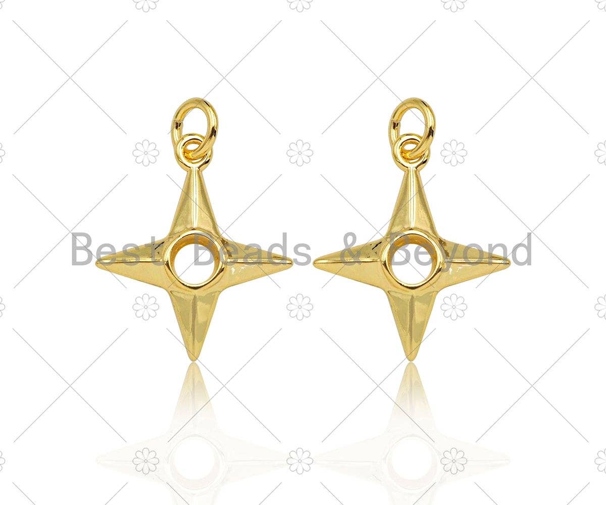 Gold Filled North Star Shape Pendant, 18K Gold Filled Star Charm, Necklace Bracelet Charm Pendant, 15x18mm, Sku#Y447