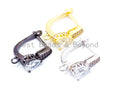 1pair, CZ Micro Pave Teardrop Earring Hooks, Latch back Earrings, Huggie ear wire, Cubic Zirconia leverback earrings, sku#J13