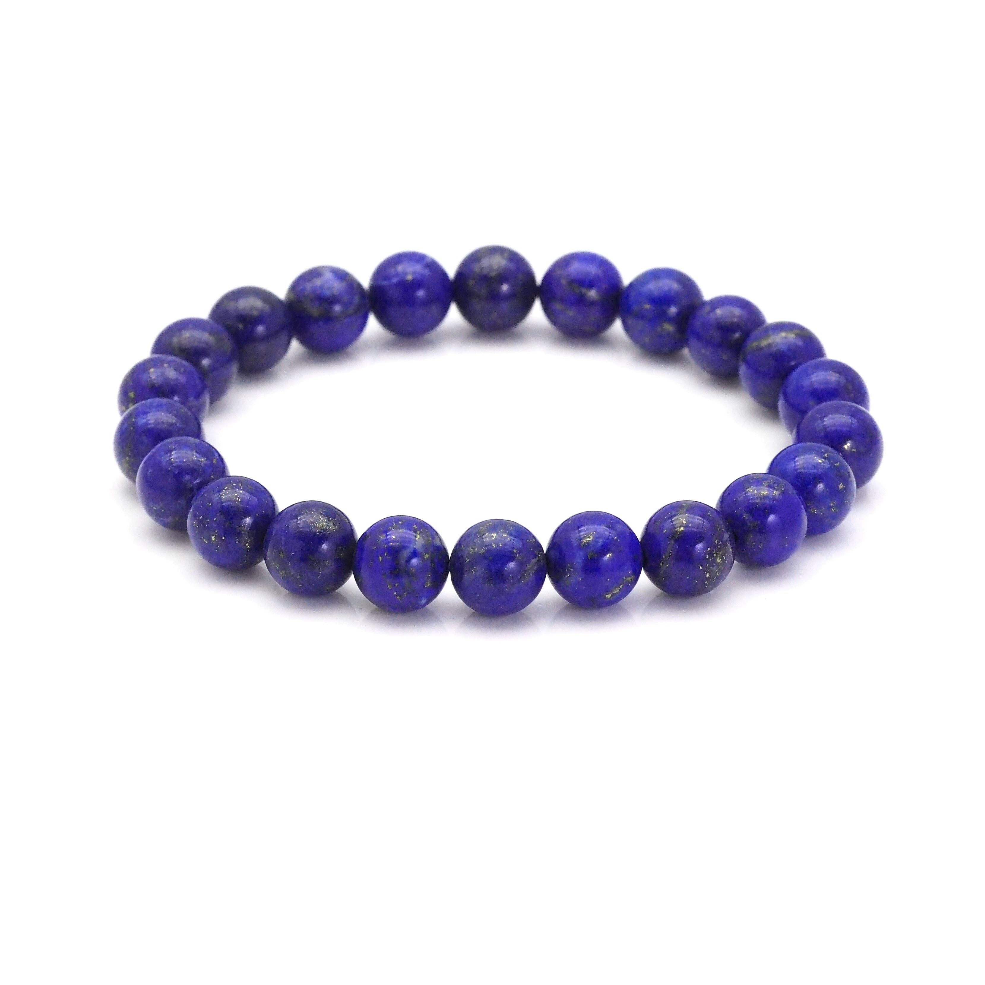 Genuine Quality Lapis Round Smooth Stretchy Bracelet, Sku#EF330