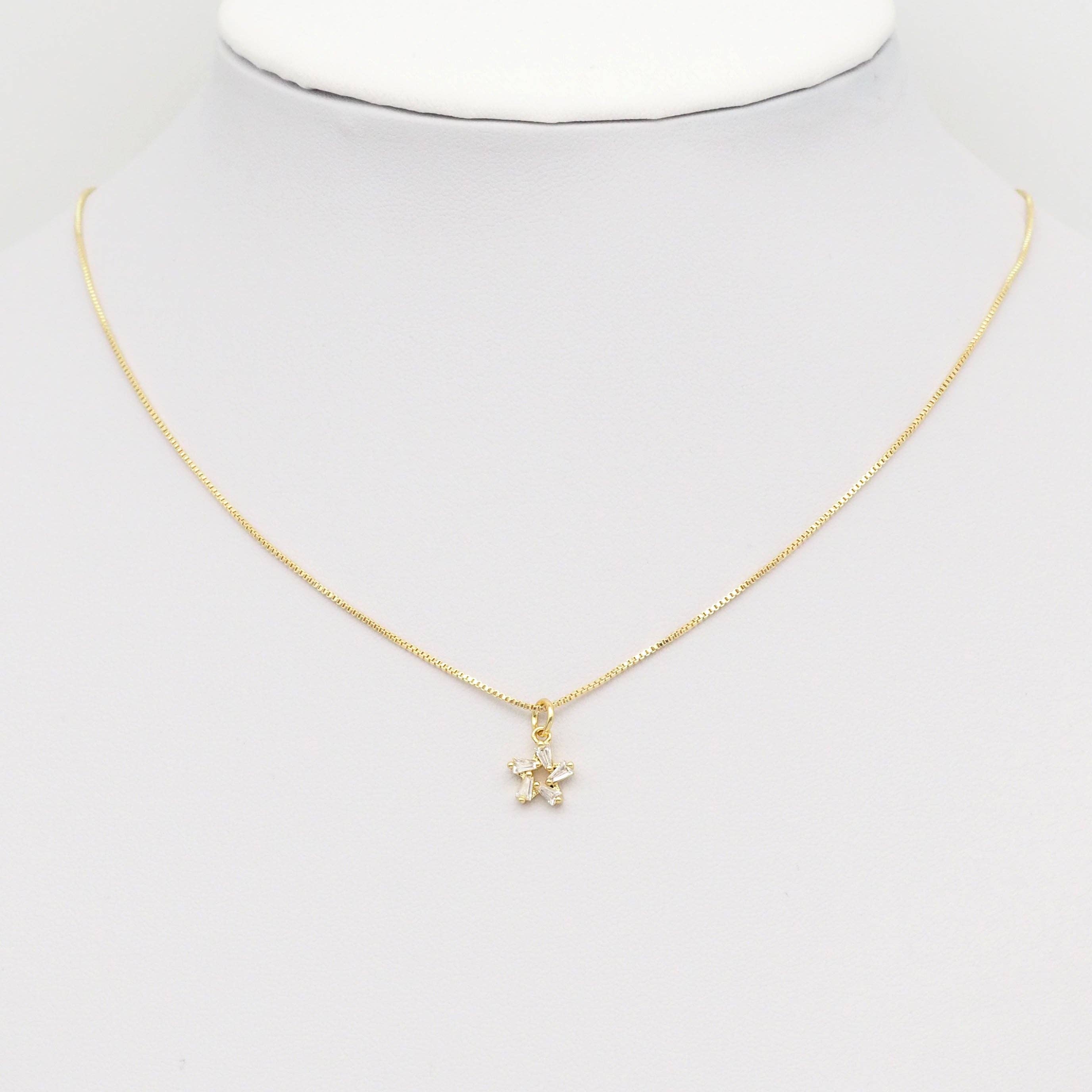 Baguette CZ Gold Star Charm, Sku#Y873