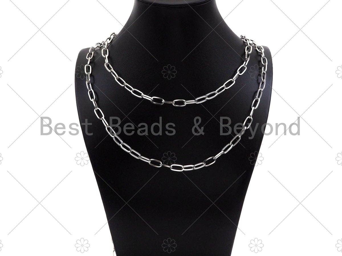 Chaîne maille ovale en acier inoxydable inaltérable, couleur argent antique, chaînes de bijoux non finies, chaîne en gros, 6x12mm, sku#A104