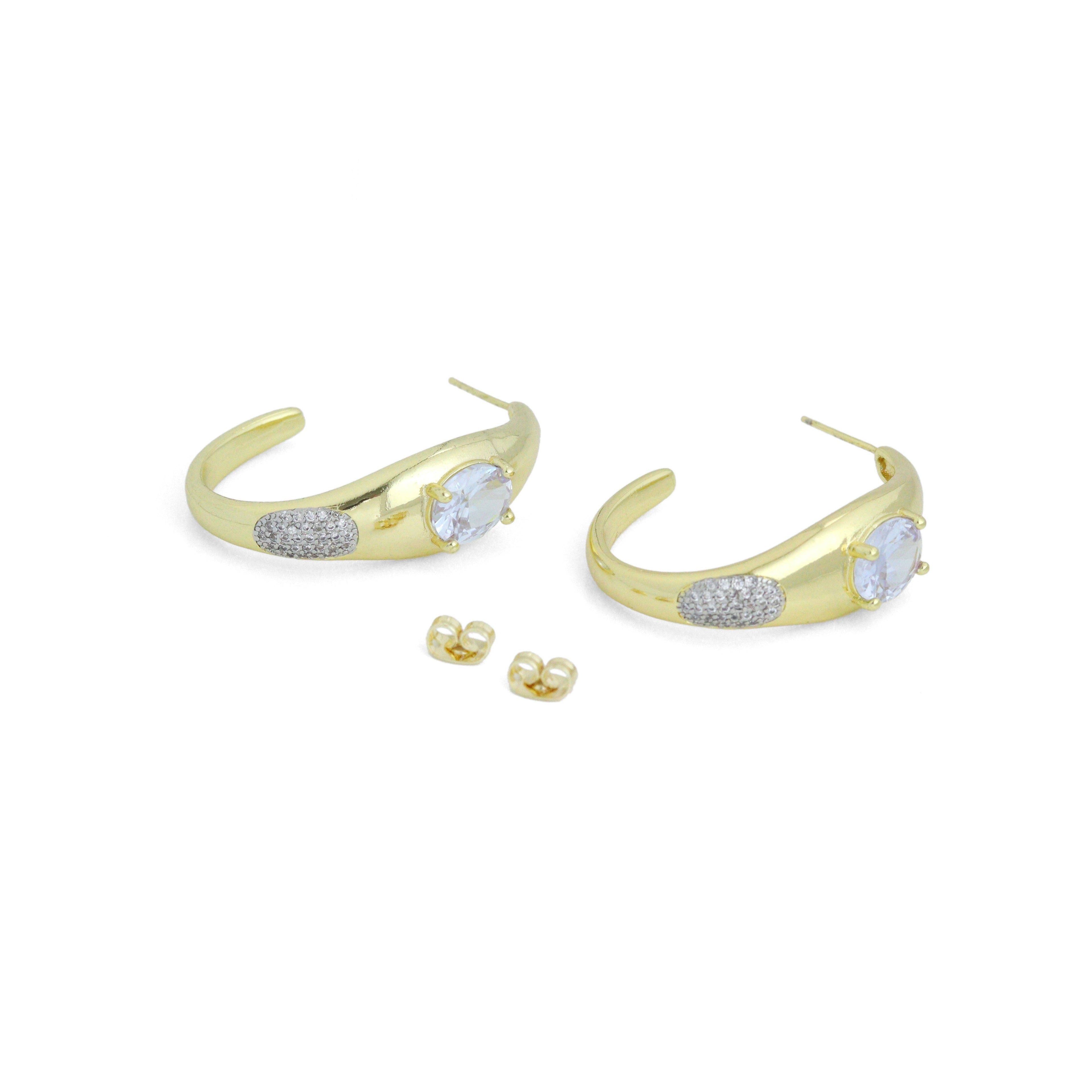 Large oval diamond hoop Earrings with , Sku#LX837
