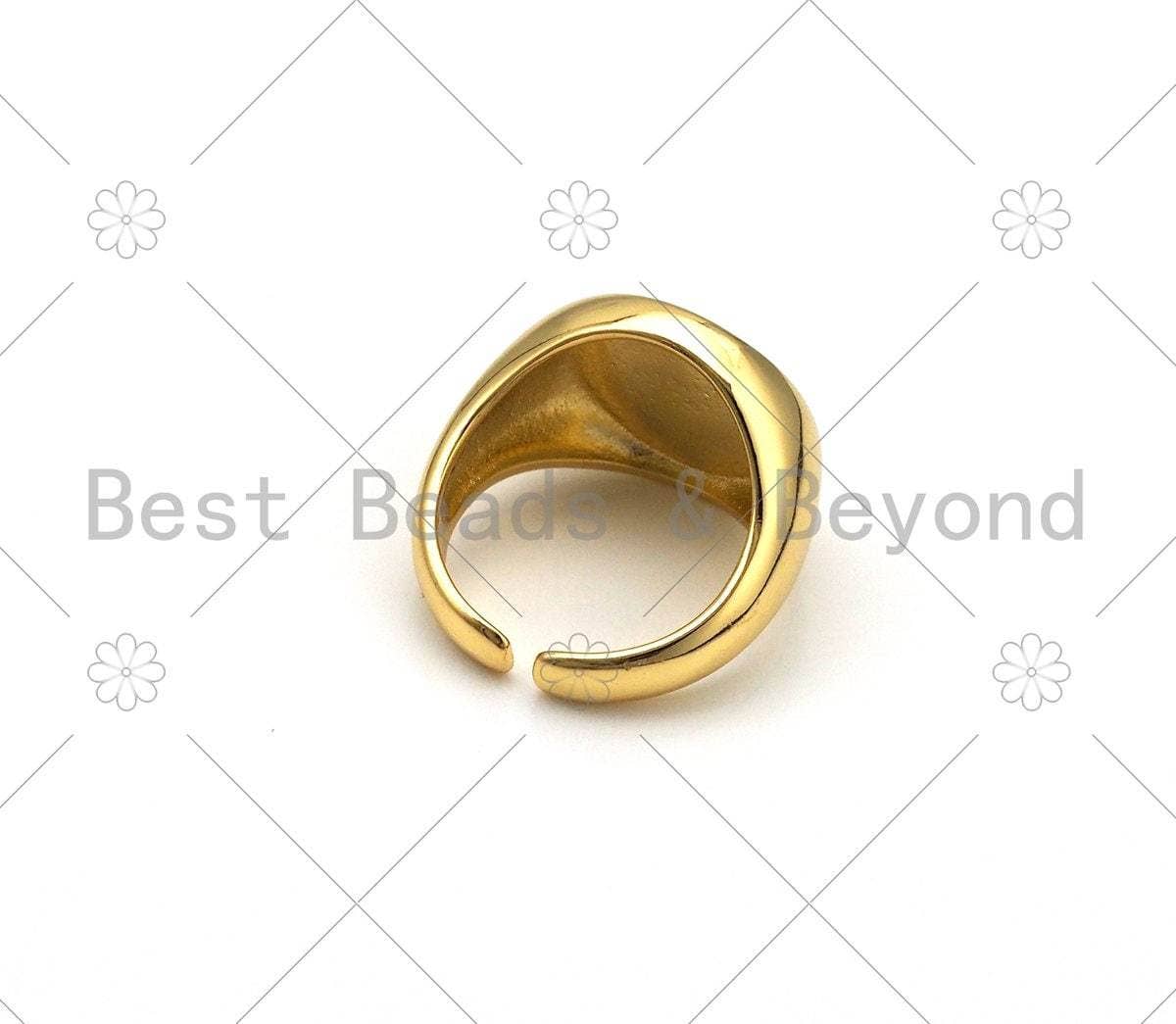 Colorful Enamel YinYang Shape Adjustable Ring, X248