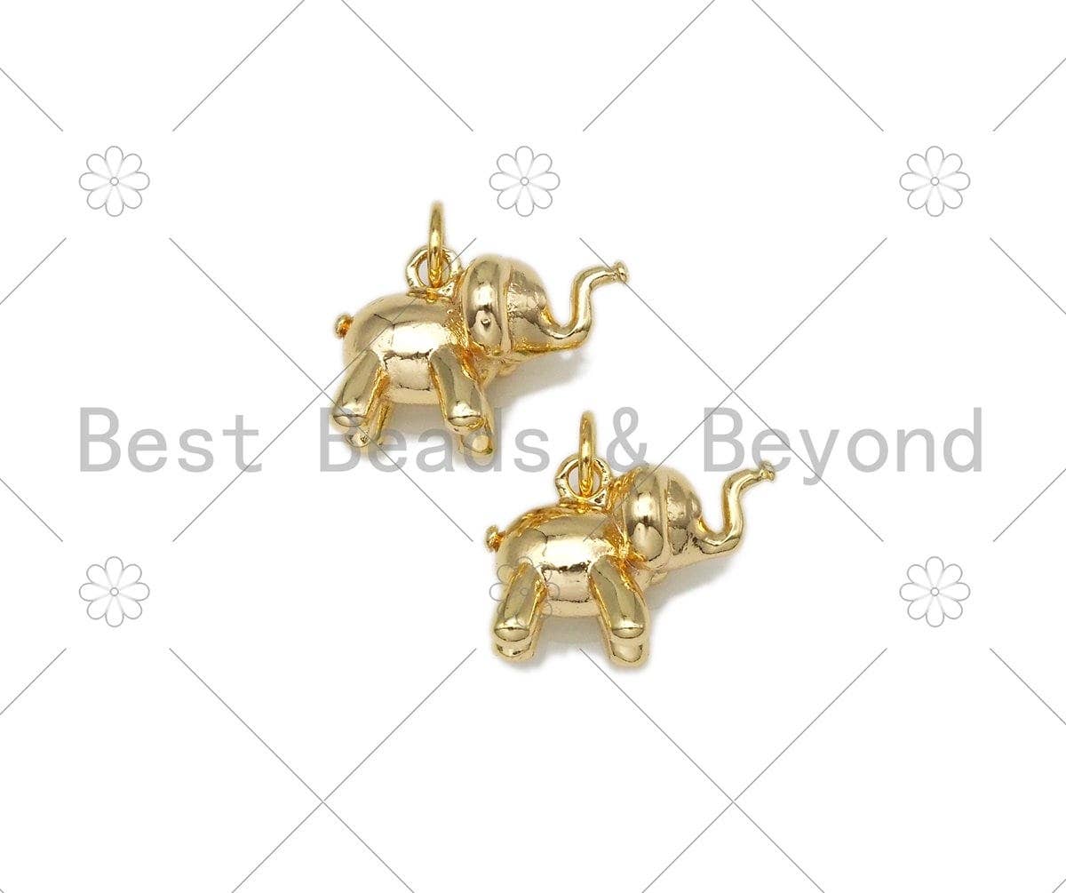 3D Elephant Shape Pendant/Charm,18K Gold Filled Elephant Charm, Necklace Bracelt Charm Pendant,17x9mm,Sku#ZX39