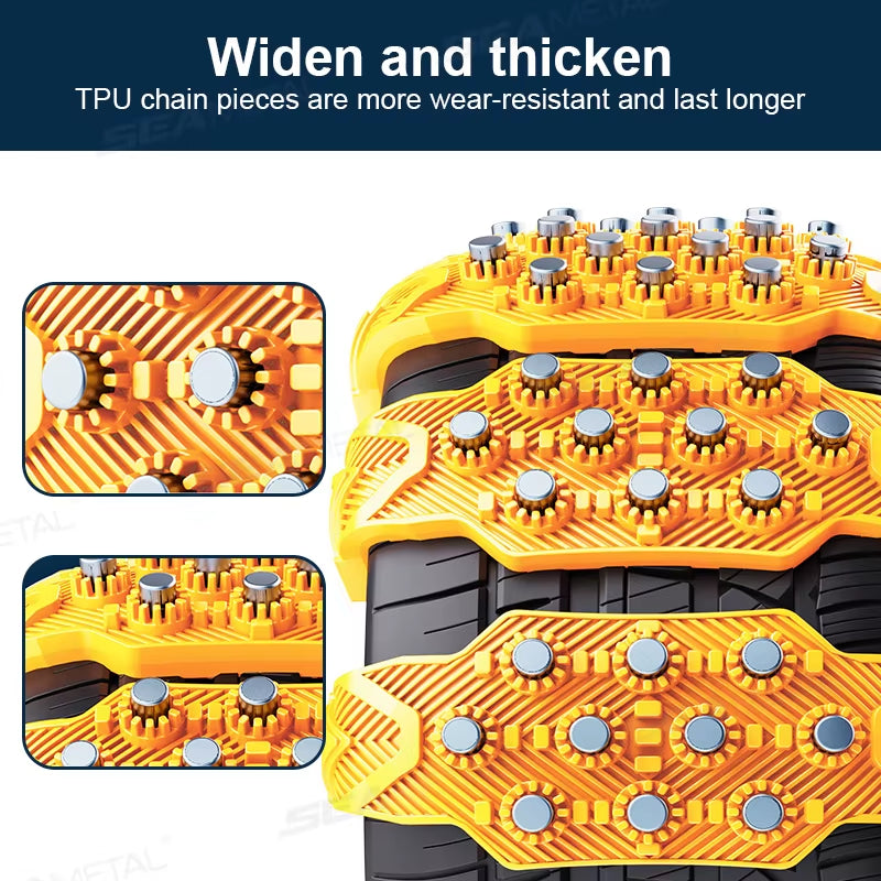 SEAMETAL 4PCS Car Winter Tire Wheels Snow Chains Snow Tire Anti-Skid Chains Wheel Tyre Cable Belt Winter Outdoor Emergency Tools